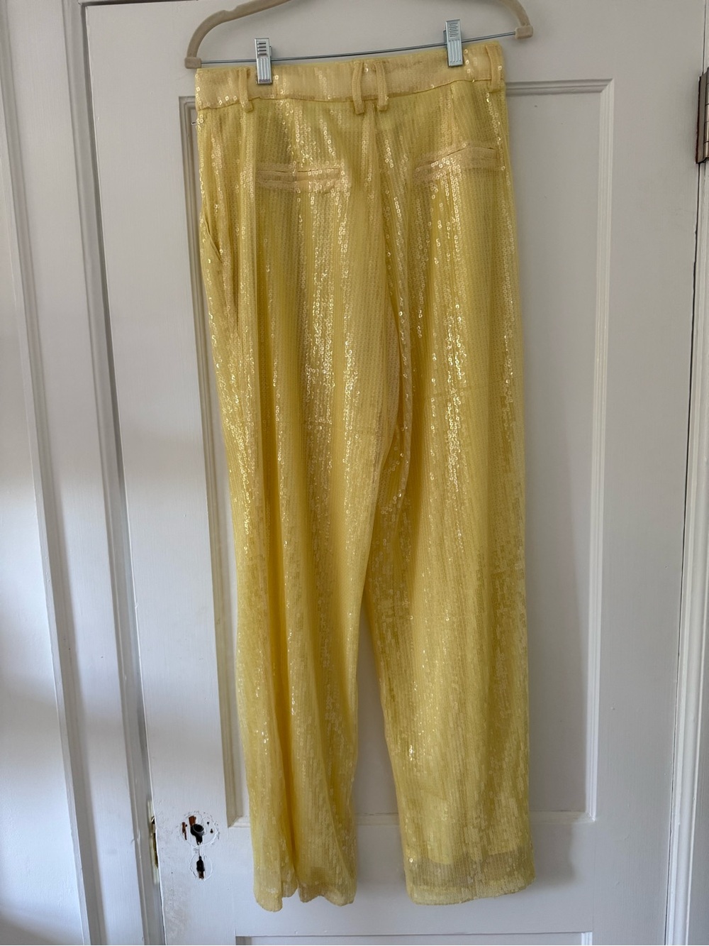 New Staud Luisa Sequin Pants in Sunray Butter Yellow in Size 8 - Picture 10 of 13